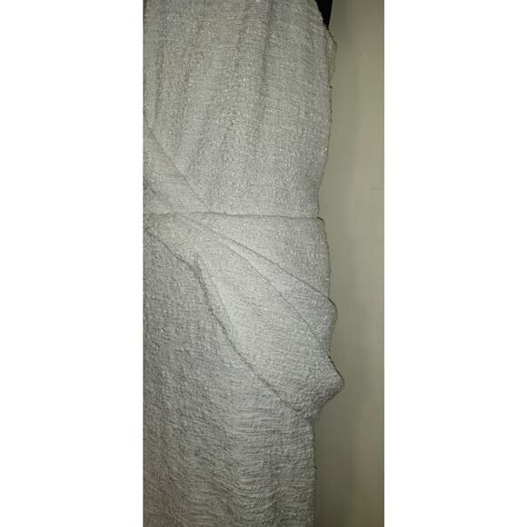 Badgley Mischka Dress Womens Plus 16 White Party Formal Gown Sparkly Peplum Text - Picture 7 of 16